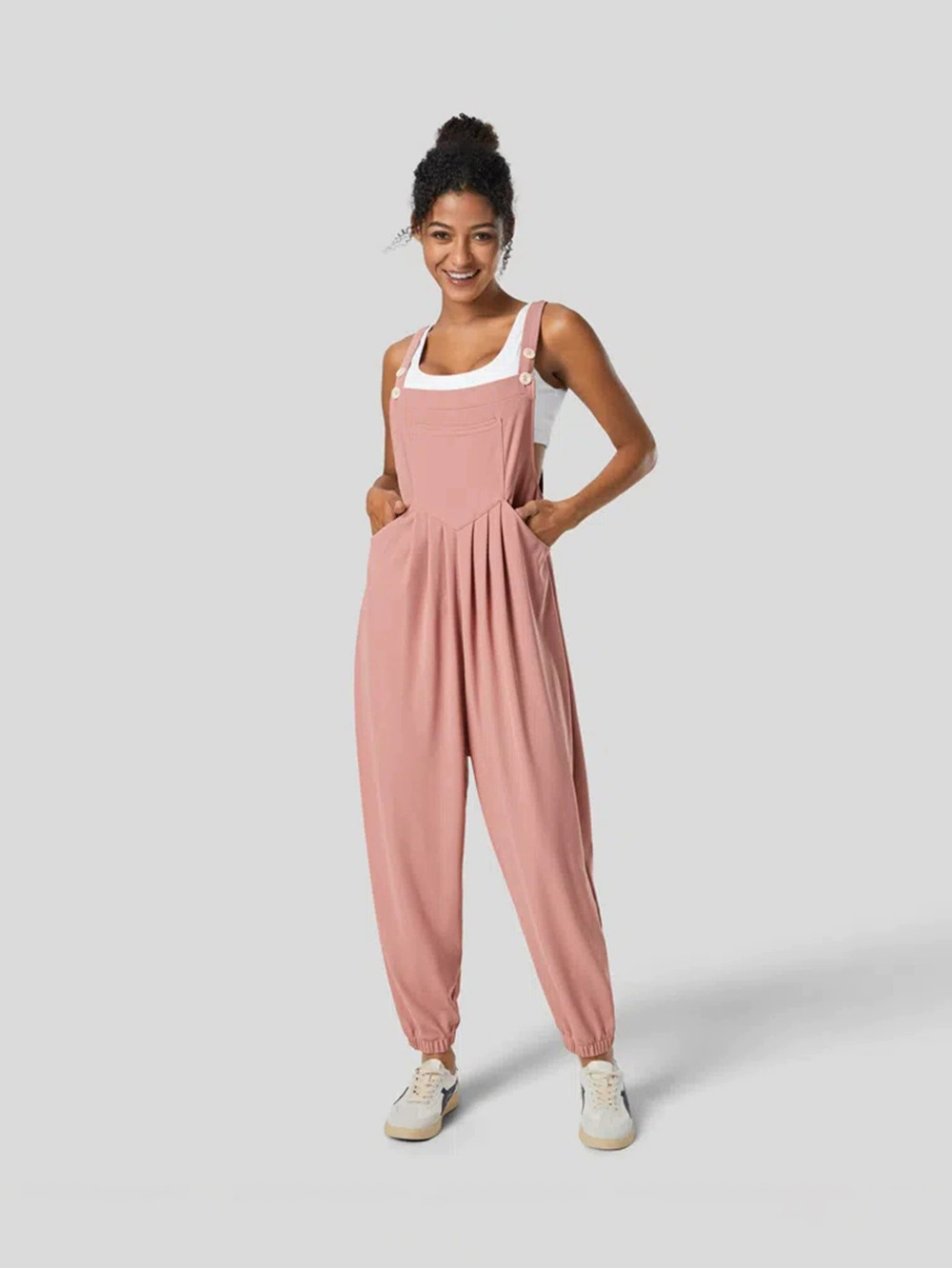 ZARA Comfortable Casual Waist Pleated Slimming Tapered Overalls